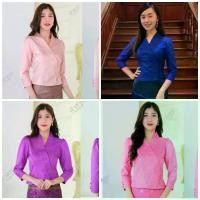 ราคา (อก32-42)เสื้อไหมลาว รุ่น38 แอปเปิ้ล ใส่งานบุญ งานบวช งานแต่ง ชุดพิธีการต่างๆ (1729799868207827058)