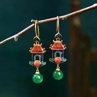 ราคา ต่างหู Cloisonné เรซิ่น ฝังทองโบราณ สไตล์โบราณ ขายดี Kuaishou สด ดีไซน์เฉพาะ สไตล์โบราณ ขายส่ง (1731923597813253365)