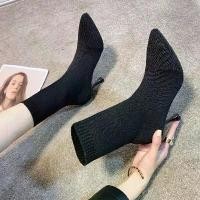 ราคา รองเท้าบูทหุ้มข้อยางยืดสำหรับผู้หญิง รองเท้าบูทส้นกริชแหลมกลางน่อง รองเท้าส้นสูง รองเท้าบูททรงสกินนี่ ถุงเท้า ใหม่ 2023 (1729833596807907662)