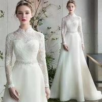 ราคา ชุดแต่งงาน ผ้าซาตินเรียบง่าย มาใหม่ แขนยาว ลูกไม้ เหมาะสำหรับเจ้าสาว สนามหญ้า ชายหาด งานแต่งงาน ฮันนีมูน ท่องเที่ยว แฟชั่น ยาว สีขาว ชุดราตรี [COD] (1731668063641699555)