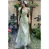 ราคา เดรสลายดอกไม้ฝรั่งเศส ทรงเอ แขนสั้น ไหล่ปกติ สำหรับผู้หญิง เดรสยาว ชุด เจ้าหญิง satin prom dress ชุด ปาร์ตี้ ลาย ไทย สาว อวบ เดรส ขาว งาน บวช ชุด ผ้า ไทย ประยุกต์ ช (1731439290237289747)