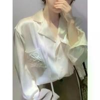 ราคา เสื้อเชิ้ตสีขาว ทรงหลวม ปักลาย แขนยาว เดรด เสื้อเชิ้ตผ้าซาติน อะซิเตท สำหรับผู้หญิง ปีใหม่ (1732174177607124125)