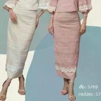 ราคา [5768] ชุดกระโปรงลูกไม้คอตตอนผสมลินิน แต่งด้วยลูกไม้เซาะดอก ทรงสอบ Clothing ผู้หญิง (1730248076604049943)