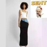 ราคา กระโปรงเอวสูง ดีไซน์โครงสร้างสมัยใหม่ Mh250 ผู้หญิง ปลอม สองชิ้น มาใหม่ สีดำ กระโปรงยีนส์ยาว เย็บจีบ ดีไซน์ (1732087029823408579)