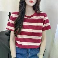 ราคา เสื้อยืด ลายทาง ผู้หญิง ฤดูร้อน ลำลอง หลวม อเนกประสงค์ คอกลม แขนสั้น มาใหม่ 2025 D71821 อก 50 เสื้อ กราม กันหนาว mc คอปาด (1731923037490349620)
