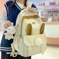 ราคา กระเป๋านักเรียนเดินทางสำหรับเด็กผู้หญิง กระเป๋าเป้สะพายหลังหนังสือการ์ตูนน่ารัก กระเป๋าเป้สะพายหลังแล็ปท็อปหญิงสีขาว ไนลอน อินเทรนด์ สุภาพสตรี Kawaii วิทยาลัย แฟชั่น ผู้หญิง นักเรียน (1729623583493359