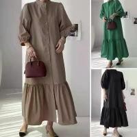 ราคา ชุดมุสลิม ผู้หญิง คอตั้ง แขน 3/4 กระดุมแถวหน้า คาร์ดิแกน ทรงหลวม เดรสทรงเอ หางปลา ลดราคา ตะวันออกกลาง และ แอฟริกาใต้ (1730195329843038925)