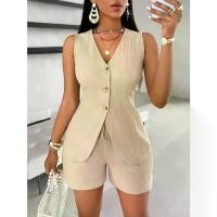 ราคา จั๊มสูทแขนกุด สีขาว เรียบหรู มีกระดุมทอง กางเกงขาสั้นและเสื้อคอวีมีสไตล์ ทำจากผ้าโพลีเอสเตอร์ เหมาะสำหรับโอกาสสบายๆและเป็นทางการ ชุดทางการ มินิมอล แฟชั่น เนื้อเรียบ [COD] สงกรานต (1731922643282200068)