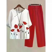 ราคา ชุดเสื้อและกางเกงลำลองสำหรับผู้หญิง พิมพ์ลายดอกไม้ คอกลม เหมาะสำหรับฤดูใบไม้ผลิ/ฤดูร้อน ชุดลายดอกไม้หรูหรา [COD] เซต 3 ชิ้น สงกรานต์ ชุด ชุดเซ็ทขายาวแขนสั้น ผ้านาโนหนานุ่ม สาว (1731921328136160894)