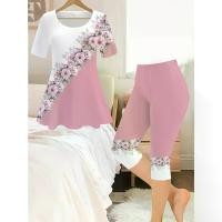 ราคา ชุดกางเกงพีกันแขนสั้นพิมพ์ลายดอกไม้ 3 มิติสำหรับผู้หญิง ทิศทาง แฟชั่น [COD] เซต 3 ชิ้น สงกรานต์ ชุด ชุด ไป ทะเล ชุดเซ็ทผ้าฝ้ายลินินคอกลม แขนสามส่วน กางเกงขายาว ชุดเซ็ทขายาวแขนสั้น ผ้านาโนหนานุ่ม (1731