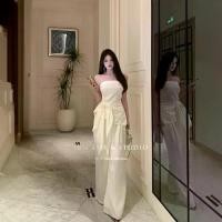 ราคา ชุดสูทแฟชั่นสตรี, ระดับไฮเอนด์และสง่างาม, เสื้อท่อนบนลูกไม้เทพธิดาแขนกุด, กางเกงขากว้างทรงหลวม, เหมาะสำหรับฤดูร้อน, สีขาว สงกรานต์ เอี๊ยม เอี๊ยม สาย แม่ เจ้าสาว แซ (1731954379243553884)