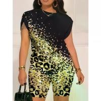 ราคา ชุดกางเกงขาสั้นลำลองพิมพ์ลายเสือดาว, เสื้อคอกลมแขนหมวกและชุดกางเกงขาสั้น, สำหรับฤดูใบไม้ผลิและฤดูร้อน, เสื้อผ้าผู้หญิง, [COD] เสื้อ พลีท เซ็ท ขายาว สวยๆ สร้อย สมายด์ สไตล์ (1732052726902326788)