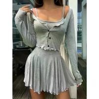 ราคา ชุดเดรสเสื้อแจ็คเก็ตแขนยาวสีเทาลายดอกไม้ย้อนยุคฝรั่งเศสฤดูใบไม้ร่วงมาใหม่, [COD] เซ็ท ขายาว สวยๆ สร้อย สมายด์ สไตล์ สาวอวบ สาย เอี๊ยม เอี๊ยม ยีนส์ ขา สั้น (1732068385992378118)