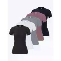 ราคา เสื้อยืดยืดหยุ่นสำหรับผู้หญิง 5 ชิ้น ระบายอากาศได้ดี และแห้งเร็ว ยืดได้ เสื้อกีฬาขาสั้น มีสีดำ สีขาว สีเทา และสีเลือดหมู เหมาะสำหรับวิ่งและฝึกซ้อม ชุดกีฬาระบายอากาศ เสื้อยืดคอกลม (1732084425151841766)
