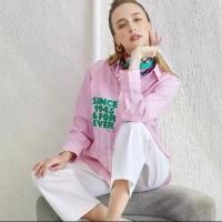 ราคา เสื้อเชิ้ตแขนยาว สีชมพู ลายทาง สวย น่ารัก เหมาะกับทุกวัย (1732147007982438343)