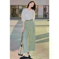 ราคา ชุดลำลอง รูปทรงลูกแพร์ ใส่สบาย เหมาะสำหรับโอกาสทางการ เสื้อเชิ้ตแฟชั่นสตรี เก๋ไก๋ กางเกงขากว้าง ชุดสองชิ้นมืออาชีพ มีสีขาว สีดำ สีแดง สีชมพู สีเงิน เหมาะสำหรับฤดูร้อน (1732068905425209215)