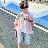 ราคา ชุดเสื้อเชิ้ตแขนสั้นเด็กผู้ชาย ฤดูร้อน สไตล์ใหม่ สีชมพู เท่ เด็กชายตัวเล็ก เสื้อผ้าแฟชั่นและอินเทรนด์ สตรีทยอดนิยม (1731639193017026520)