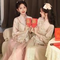 ราคา ชุดเพื่อนเจ้าสาว สไตล์จีน มาใหม่ ทุกฤดูกาล ดีไซน์วางถั่ว สีชมพู สไตล์สาธารณรัฐจีน ย้อนยุค เหมาะสำหรับน้องสาวและกลุ่ม เพื่อนเจ้าสาว ชุดเดรส (1731476154155238837)