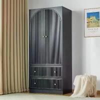 ราคา ตู้เสื้อผ้าประตูเปิดฟรี สีดำ ตู้เสื้อผ้าประตูตู้เสื้อผ้าความจุขนาดใหญ่ ตู้เสื้อผ้าประตูไม้ มี 2 ประตูและ 2 ลิ้นชักเก็บของ (1731719872188352276)