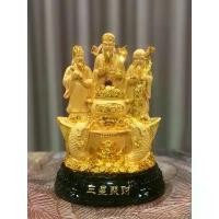 ราคา รูปปั้นเทพเจ้า ฮกลกซิ่ว สีทอง ฐานไม้ ขนาด 24x17x15 cm รูปปั้น เสริมฮวงจุ้ย วัตถุมงคล ขึ้นบ้านใหม่ ขึ้นบ้านใหม่ (1729638976973343283)
