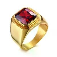 ราคา แหวนผู้ชาย ลำลอง เฉิงเจีย โอ้ สีแดง CZ หิน สี่เหลี่ยมด้านบน สแตนเลส สีทอง เครื่องประดับพันธมิตรชายประจำวัน ขนาด แหวน พลอย ครึ่ง สลึง (1731836043463001826)