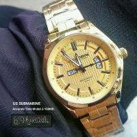 ราคา us submarine รุ่น A-100MDD นาฬิกาผู้ชาย ระบบควอทต์ สีทอง วันที่ เคลือบสแตนเลส กันน้ำ 100% พร้อมกล่อง (1731658311374636763)