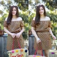 ราคา The Perfect Ladies Set #สาวอวบ เสื้อคอบปาดไหล่ + กางเกงกระโปรง ผ้าไทย สีน้ำเงิน (1729550845840296386)