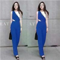 ราคา The Perfect Ladies ชุดจั๊มสูท JUMPSUIT ชุดจั้มสูทแขนกู๊ดขายาว แต่งด้านบนเป็นโทน 2 สี สีน้ำเงิน (1729651944984840642)