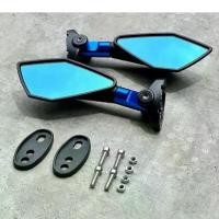 ราคา คลังสินค้า กระจกห้าเหลี่ยม ติดชิว ขาสั้น((สีน้ำเงิน))สำหรับ CBR/GPX 150 GN/GPX 150 GR งาน CNC (1คู่) กระจกมอไซร์️ND. (1732123589978654560)