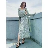 ราคา ชุดทูพีซ กระโปรงสายเดี่ยว เสื้อเชิ้ต ลายม้าลาย ผ่าข้าง MURUA สีเขียว (1732318865949755799)