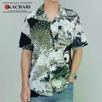 ราคา ส่งฟรี KACHARI เสื้อฮาวาย ผ้าเรยอน ลายปลาญี่ปุ่น สีเขียว (1732074140320564923)