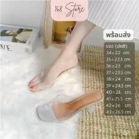 ราคา พร้อมส่ง ส้นสูง 3 นิ้ว 35-42 รองเท้าส้นสูง size 35-42 ส้นแก้ว ส้นใส แต่งยางใส สีเงิน 2966 บล็อกบัสเตอร์ (1732054287553234666)