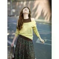 ราคา เสื้อสเวตเตอร์ถักไหล่ข้างเดียว สไตล์เกาหลี สำหรับผู้หญิง แขนยาว สีเหลือง ดีไซน์สองชิ้นปลอม ไหล่เดียว เหมาะสำหรับฤดูใบไม้ผลิและฤดูใบไม้ร่วง ชุดชั้นในขนาดเล็ก เสื้อปาดไหล่ (1732281426841078117)
