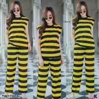 ราคา The Perfect Ladies Set #สาวอวบ เสื้อคอกลมตัวยาวลายริ้ว + กางเกงขายาวลายริ้ว .. สีเหลือง (1729550852130900418)