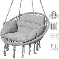 ราคา เก้าอี้แขวนหวาย, สไตล์ Macrame, เก้าอี้สวิงแขวน, พร้อมเบาะและชุดฮาร์ดแวร์, เหมาะสำหรับผู้ใหญ่, เหมาะสำหรับใช้กลางแจ้ง, ลาน, และระเบียง (1731642758398773012)