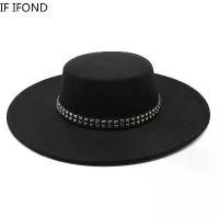 ราคา หมวก Fedora ปีกกว้าง 10 ซม. คุณภาพสูง สไตล์วินเทจคลาสสิก หมวกสักหลาดผ้าวูลพร้อมตกแต่งเข็มขัด หมวกชุดทางการ สีดำปานามา 2022 (1732171715596814240)