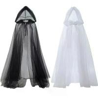 ราคา ฮาโลวีน คอสเพลย์ แม่มด JY ตาข่ายเย็น เสื้อคลุมมีฮู้ด unisex สีดำและสีขาว พร้อมเสื้อคลุมลูกไม้สีเข้ม Clothing Women (1731488691574705091)