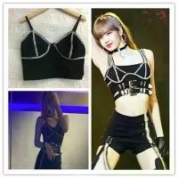 ราคา ชุดการแสดง, สไตล์เดียวกัน, Blackpink Lisa, เข็มขัด Rhinestone สีดำ, เสื้อกั๊กและกางเกงขาสั้น, ชุดเต้นรำแจ๊สโซโล (1731954667656283834)