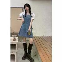 ราคา เดรสยีนส์ สไตล์เกาหลี ดีไซน์น่ารักและเซ็กซี่ ดีไซน์สวย คอเหลี่ยม แขนพัฟ เดรส Platycodon เดรสรักแรก พลัสไซส์ (1731612657949968229)