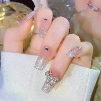 ราคา สติ๊กเกอร์ติดเล็บแบบถอดได้ สีเทารมควัน ดีไซน์โบว์บางและระยิบระยับ ประดับพลอยเทียม เรียบหรู สไตล์ยุโรปและอเมริกา Ins ลุ่มน้ำ เหมาะสำหรับเล็บ 24 ชิ้น อะไหล่ ติด เล็บ ยกเซ็ต (1731821438501815571)