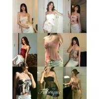 ราคา เสื้อเกาะอก เสื้อแฟชั่น Fabrique.co - Rouge Mesh Top เสื้อเกาะอก มีสายคล้องคอ เปิดไหล่ เสื้อ กราม (1732117326978450572)