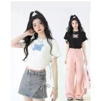 ราคา เสื้อยืดแขนสั้นผู้หญิง แบรนด์ Aonw แฟชั่น มีฟองน้ำ ลายผีเสื้อ สไตล์สั้น สไตล์สาวฮอต สายรัดไหล่ เสื้อ INS เหมาะสำหรับฤดูร้อน (1730866891745888782)