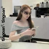 ราคา เสื้อครอปไหมพรมเปิดไหล่ TINGOAN X TIKTOKSHOP ชายเสื้อระบาย เสื้อ MISSY อก 50 สียีนส์ คอปาด (1731248275748324363)