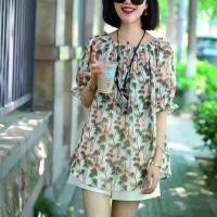 ราคา เสื้อเชิ้ต ผ้าชีฟอง ชิ้นเดียว สำหรับสุภาพสตรี แขนสั้น ไหล่เดียว ลายดอกไม้ แฟชั่น ทรงหลวม เหมาะสำหรับฤดูร้อน ทรงหลวม ดีไซน์อ่อนเยาว์ เสื้อเบลาส์ สำหรับผู้หญิง ช่วยซ่อนรูปร่าง เสื้อชีฟอง (17313158985035