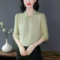 ราคา เสื้อเชิ้ต ผ้าชีฟอง แขนสั้น ลูกไม้ สำหรับสุภาพสตรี แม่ยังสาว เสื้อฤดูร้อน แฟชั่น ไซส์ใหญ่ 2024 มาใหม่ แฟชั่นระดับวัยกลางคน ปักลาย เสื้อชีฟอง (1731239885946258789)