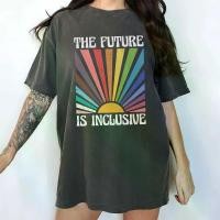 ราคา เสื้อเชิ้ต รวมอนาคต สไตล์เรโทร เสื้อยืดภูมิใจสีรุ้งวินเทจ เสื้อไอเท็ม LGBTQ เสื้อภูมิใจความก้าวหน้า เสื้อยุติธรรมทางสังคม (1731903241436628405)