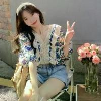 ราคา เสื้อเชิ้ต แขนพัฟ สไตล์โบฮีเมียน และฝรั่งเศส ดีไซน์สวยเฉพาะ สำหรับผู้หญิง เสื้อ Niche ทรงหลวม แขนสั้น เหมาะสำหรับฤดูร้อน Clothing Women เสื้อ สาว อวบอก (1731212002853882084)
