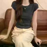 ราคา เสื้อยืด ทรงสลิมฟิต คอกลม แขนสั้น ดีไซน์สวย สำหรับใส่หน้าร้อนของผู้หญิง แขนบิน มีจีบ เอวสั้น เสื้อก้างปลา ทรงสลิมฟิต ชุด คนอ้วน ใส่ น่ารัก เสื้อผ้า ชีฟอง ล่าสุด แขน สั้น (1731467044513482719)