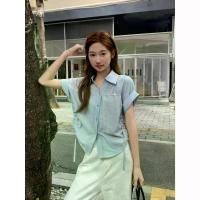 ราคา เสื้อเชิ้ต คอปกโปโล สีฟ้า แขนสั้น สำหรับผู้หญิง ใส่หน้าร้อน สไตล์ใหม่ ทรงสลิมฟิต คอปก เสื้อเบลาส์ (1732203252676855123)