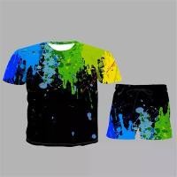 ราคา ชุดกางเกงขาสั้นฤดูร้อนสำหรับผู้ชาย, เสื้อยืดกีฬาลำลอง 3D, ชุดกางเกงขาสั้น, แฟชั่น, ลายสี, ชุดเสื้อแขนสั้นผู้ชาย (1731889877851277438)